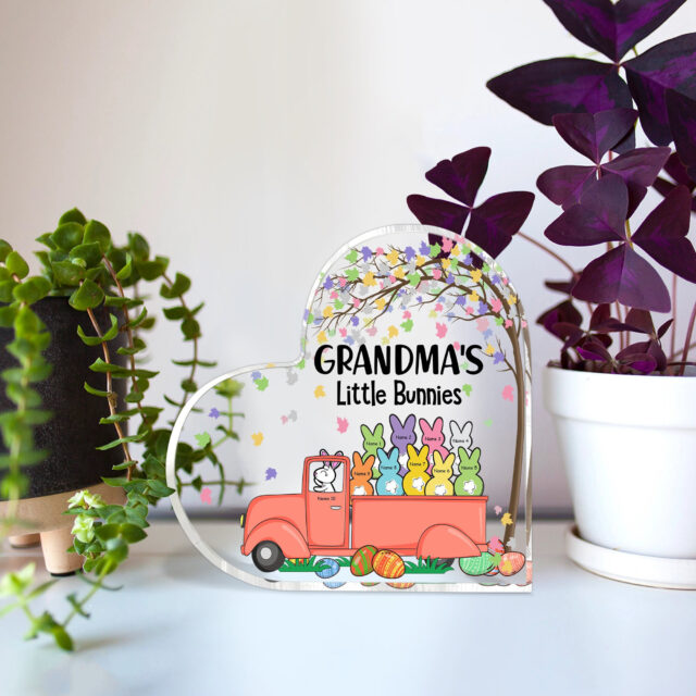 Custom Grandma Easter Acrylic Heart – Personalized “Grandma’s Little Bunnies” Plaque