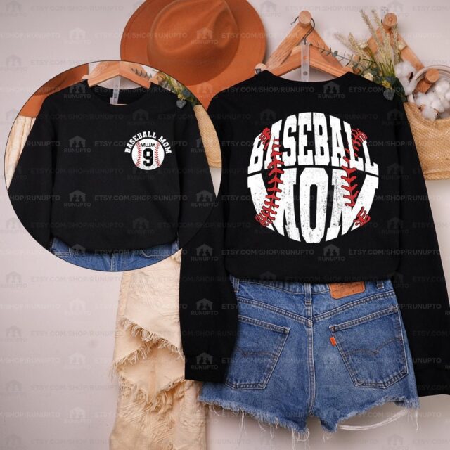 Personalized Baseball Mom Shirt – Custom Name & Number Sports Mama Tee