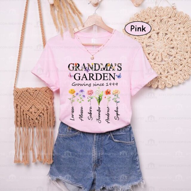 Personalized Nana’s Garden Shirt – Custom Birth Month Flower Shirt for Grandmother