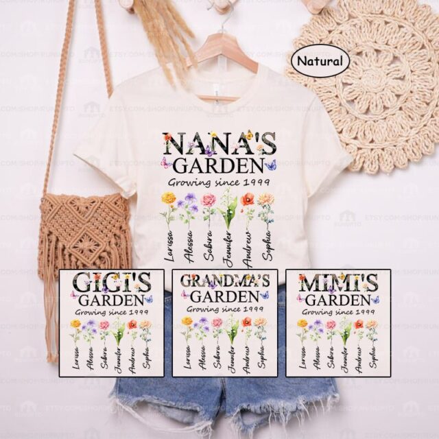 Personalized Nana’s Garden Shirt – Custom Birth Month Flower Shirt for Grandmother
