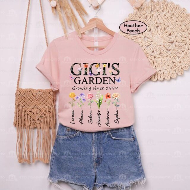 Personalized Nana’s Garden Shirt – Custom Birth Month Flower Shirt for Grandmother