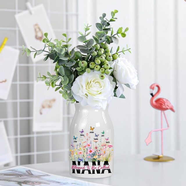 Blessed To Be Called Grandma Flower Vase with Kids Art – Mother’s Day Gift