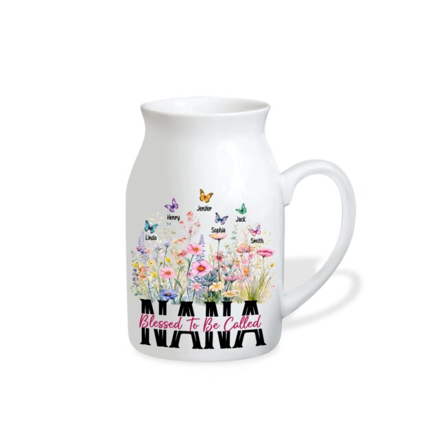 Blessed To Be Called Grandma Flower Vase with Kids Art – Mother’s Day Gift