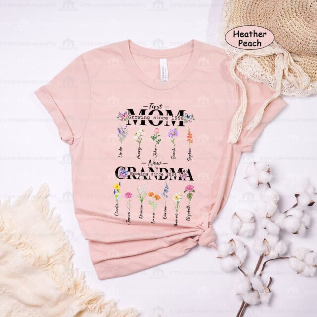 First Mom Now Grandma Shirt – Personalized with Kids’ Names