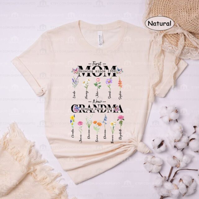 First Mom Now Grandma Shirt – Personalized with Kids’ Names