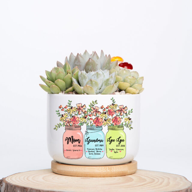 Personalized Great Grandma Plant Pot – Custom Grandchild Names Gift
