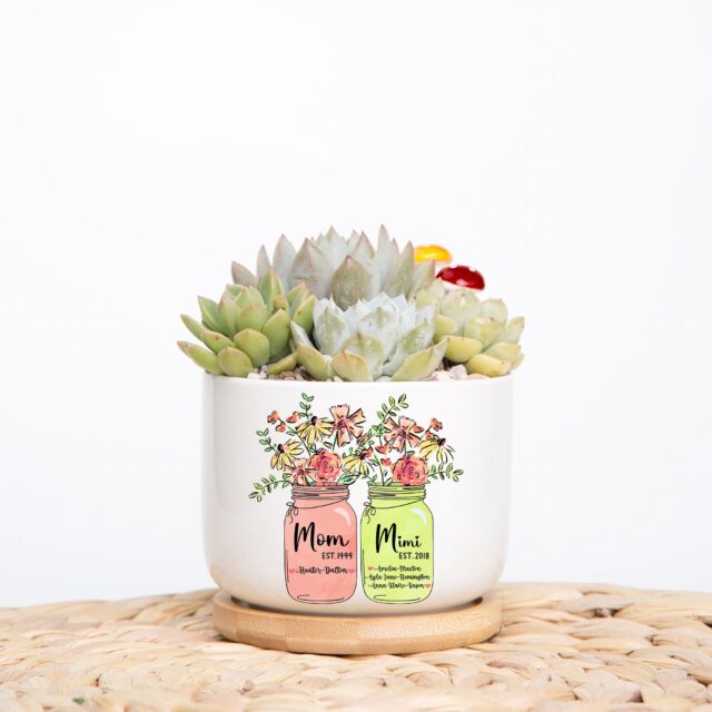Personalized Grandma Flower Plant Pot – Custom Grandchild Names for Mother’s Day