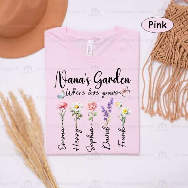 Personalized Grandma’s Garden Shirt – Custom Birth Month Flower Gift for Mimi, Nana, Gigi
