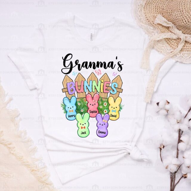 Custom Grandma’s Little Bunnies Shirt – Easter Grandma, Nana, Mimi with Kids’ Names