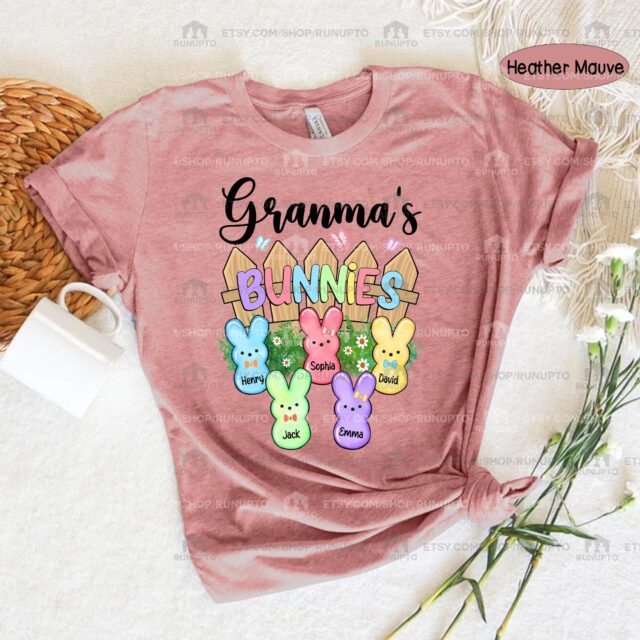 Custom Grandma’s Little Bunnies Shirt – Easter Grandma, Nana, Mimi with Kids’ Names