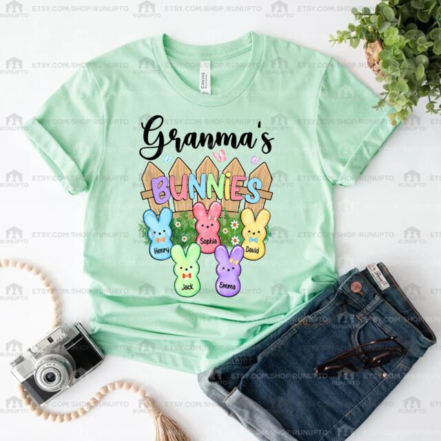 Custom Grandma’s Little Bunnies Shirt – Easter Grandma, Nana, Mimi with Kids’ Names