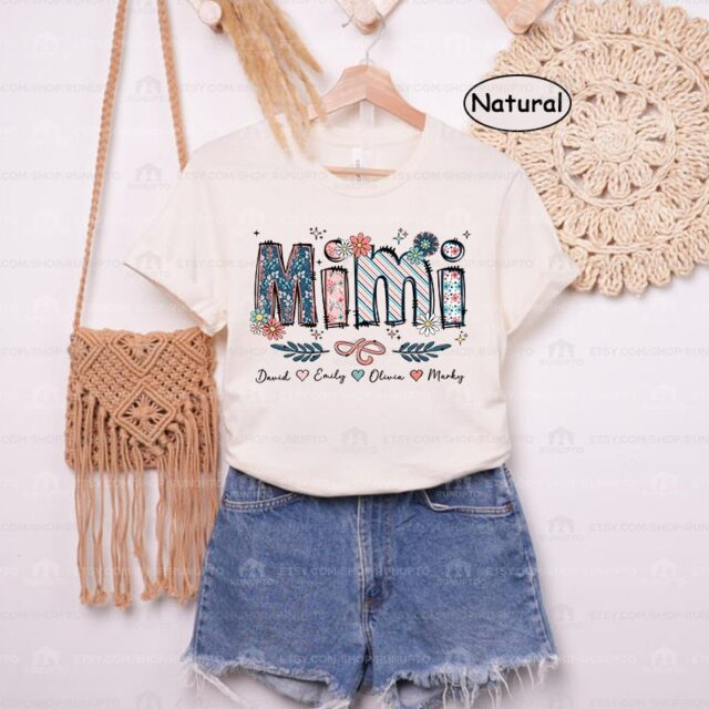 Floral Mama Shirt – Custom Grandma Shirt with Kids’ Names for Mother’s Day