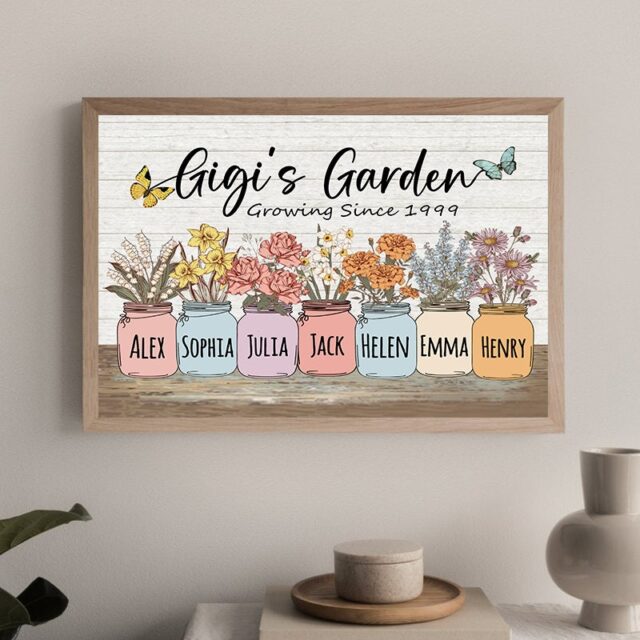Personalized Grandma’s Garden Poster – Custom Birth Month Flowers for Mother’s Day