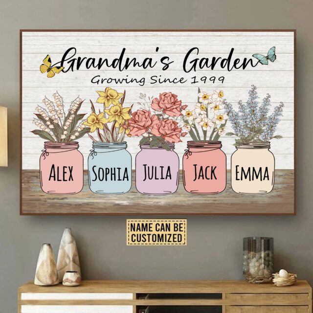 Personalized Grandma’s Garden Poster – Custom Birth Month Flowers for Mother’s Day