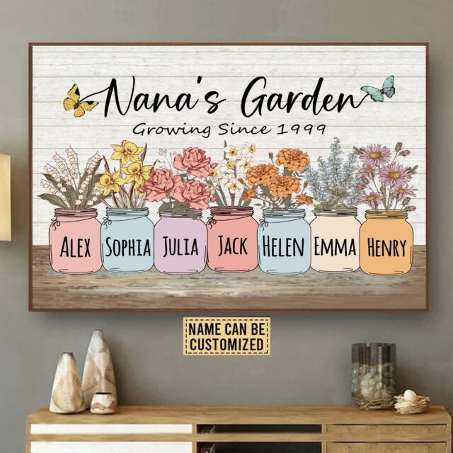 Personalized Grandma’s Garden Poster – Custom Birth Month Flowers for Mother’s Day