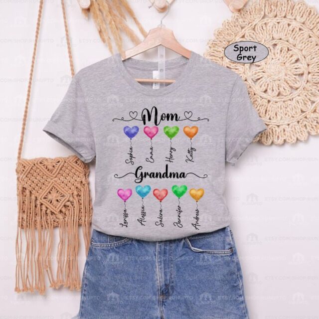Personalized First Mom Now Grandma Shirt – Custom Grandma Shirt with Kidnames