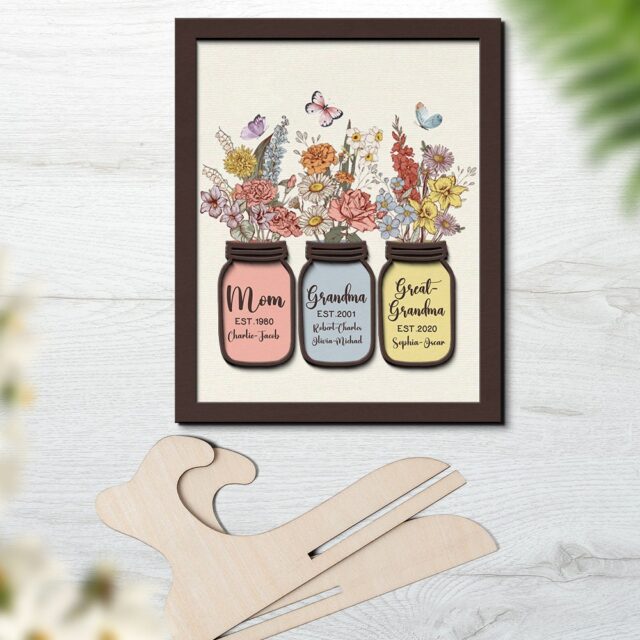 Personalized Great Grandma Wooden Sign with Grandkids Names – Mother’s Day Gift