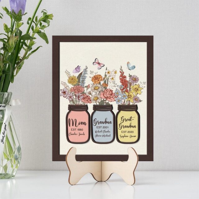 Personalized Great Grandma Wooden Sign with Grandkids Names – Mother’s Day Gift