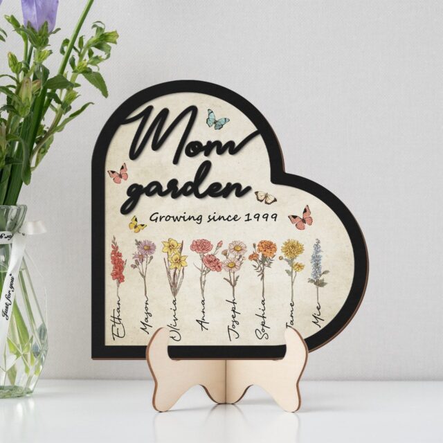 Grandma’s Wooden Sign with Birth Flowers – Custom Mom’s Garden Gift for Mother’s Day