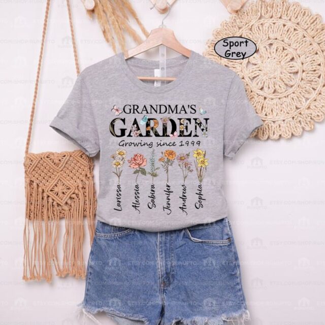 Grandma’s Garden Shirt – Custom Birth Month Flower Gift