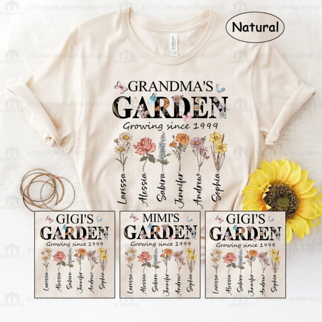 Grandma’s Garden Shirt – Custom Birth Month Flower Gift