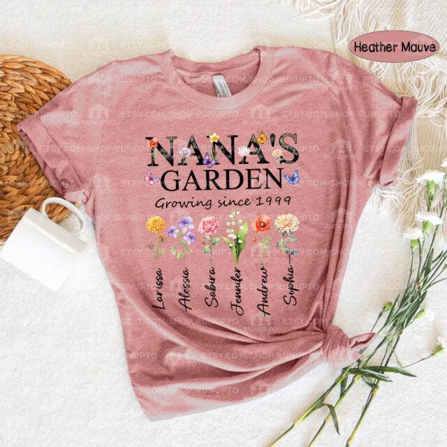Personalized Nana’s Garden Shirt – Custom Birth Month Flower Shirt for Grandmother