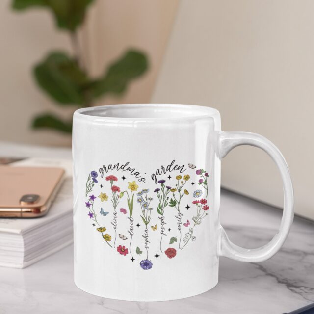 Personalized Birth Month Flower Mug – Grandma’s Garden Gift