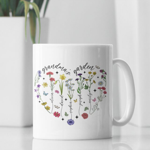 Personalized Birth Month Flower Mug – Grandma’s Garden Gift