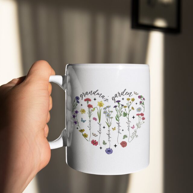 Personalized Birth Month Flower Mug – Grandma’s Garden Gift