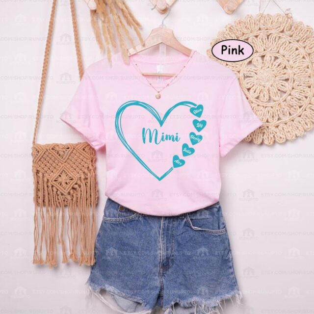 Custom Grandma Heart Shirt – Kids’ Names Mother’s Day Gift