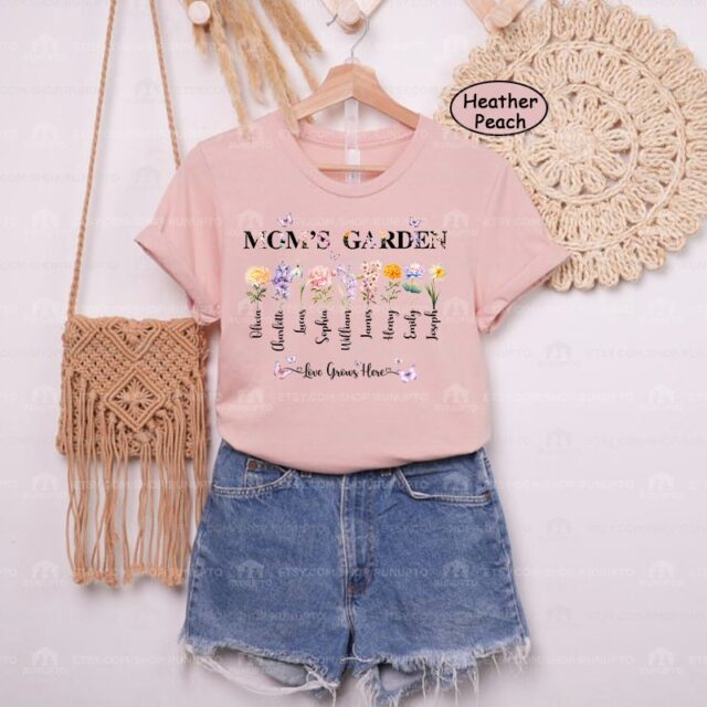 Personalized Mom’s Garden Shirt – Custom Birth Month Flower Shirt for Grandma, Nana