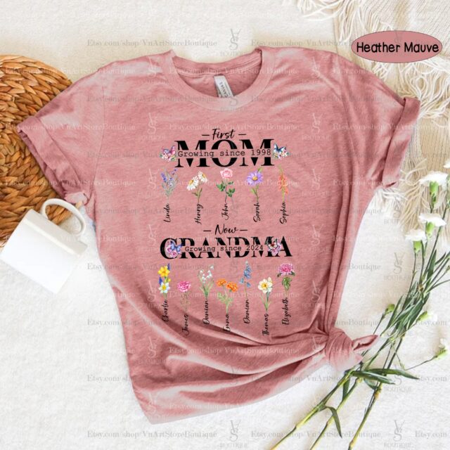 First Mom Now Grandma Shirt – Personalized with Kids’ Names