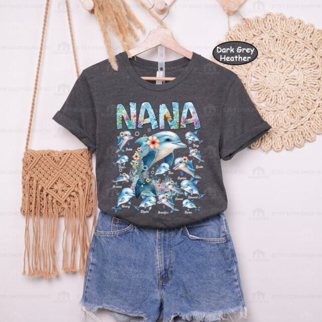 Personalized Grandma Dolphin Shirt – Custom with Kids’ Names for Mother’s Day