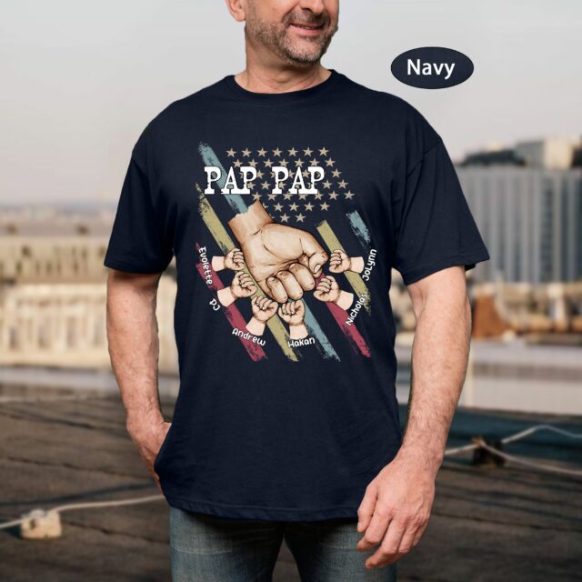 Personalized Papa Shirt – 4th of July Grandpa Fist Bump Gift