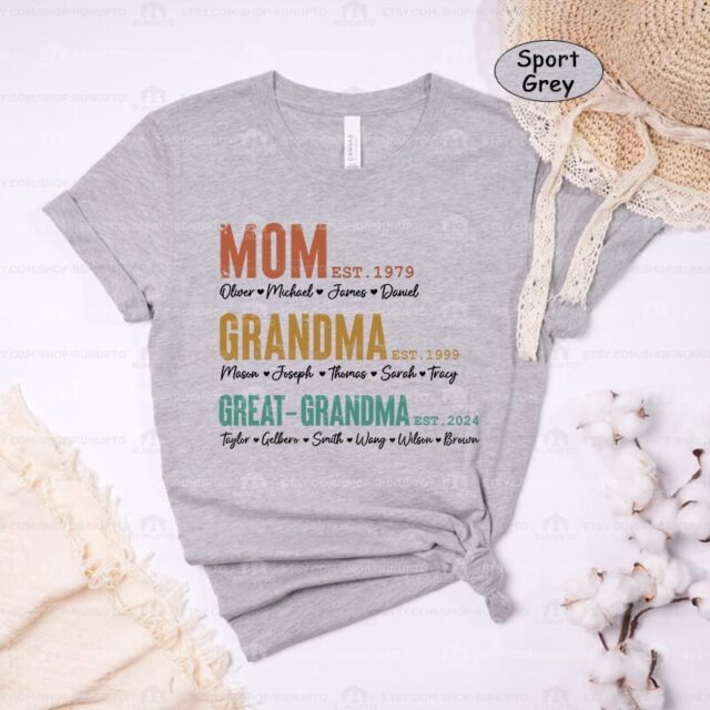 Custom Great Grandma Shirt – To Be Est Shirt with Grandchild Names