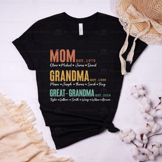 Custom Great Grandma Shirt – To Be Est Shirt with Grandchild Names