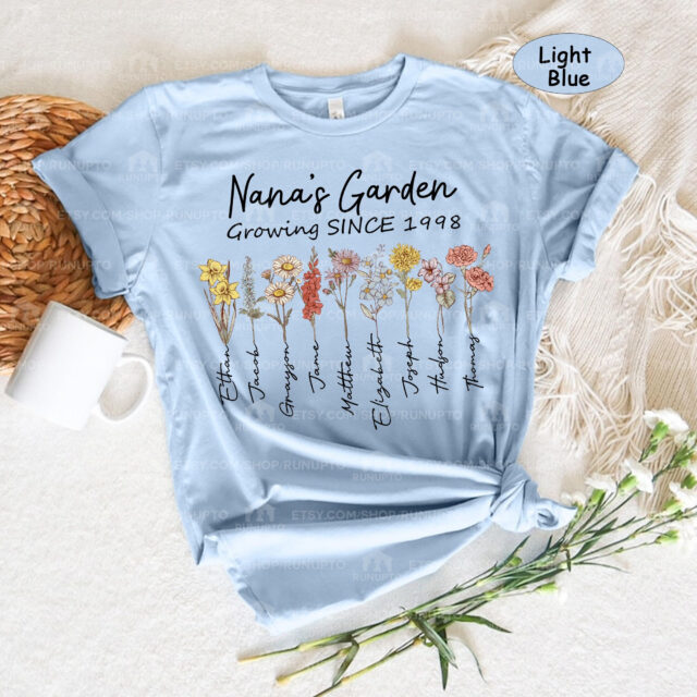 Personalized Nana’s Garden Shirt – Custom Birth Month Flowers for Grandma, Mimi, Gigi
