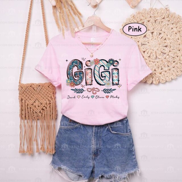 Floral Mama Shirt – Custom Grandma Shirt with Kids’ Names for Mother’s Day