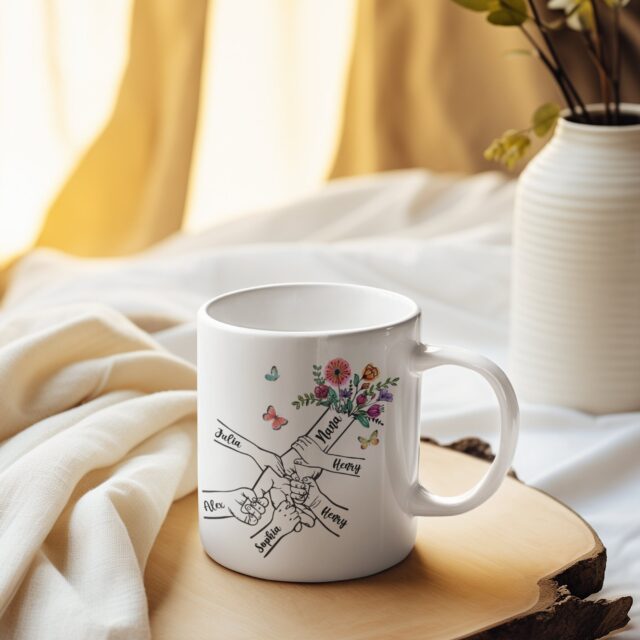 Custom Grandma Mug with Kids Names – Floral Mom and Nana Mug for Mother’s Day
