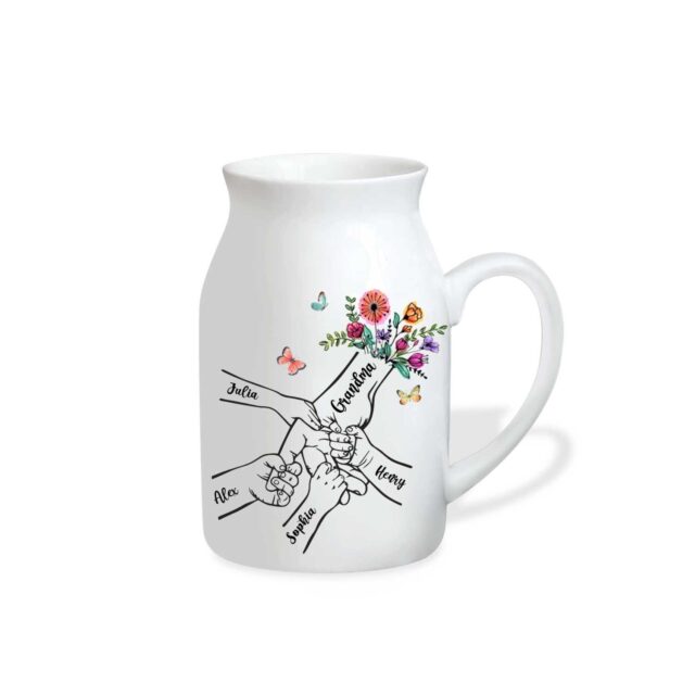 Custom Grandma Flower Vase – Holding Hands with Kid Names
