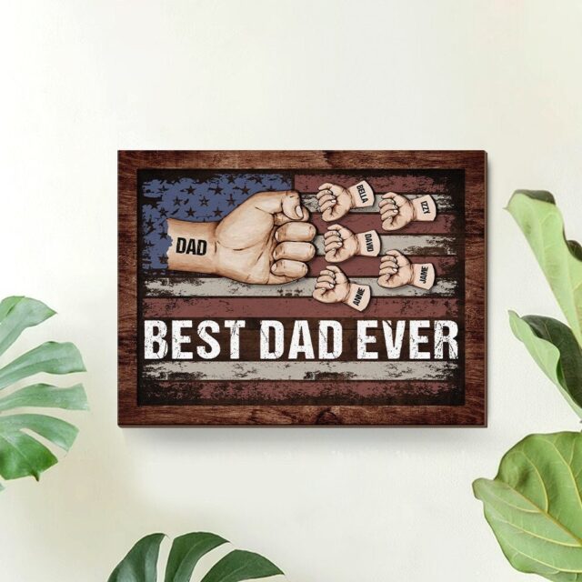 Custom Dad Fist Bump Wood Sign – Best Dad Ever Gift