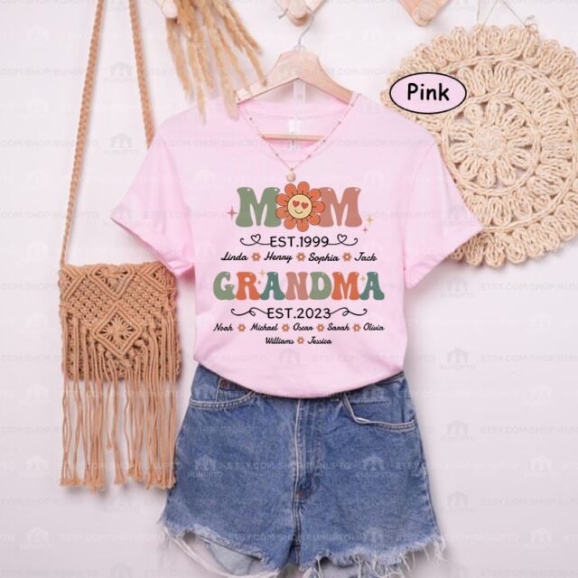 First Mom Now Grandma Shirt – Personalized with Kids & Grandkids Names