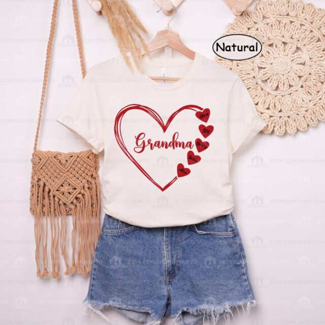 Custom Grandma Heart Shirt – Kids’ Names Mother’s Day Gift