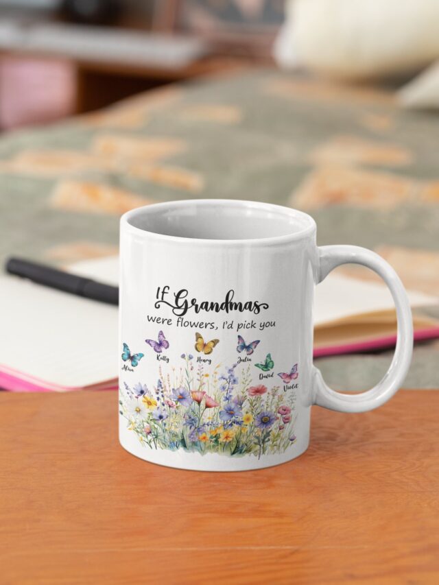 Personalized Grandma’s Garden Vase – Custom Grandkid Name Floral Gift