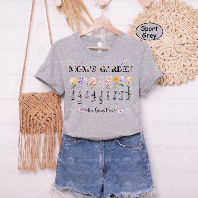 Personalized Mom’s Garden Shirt – Custom Birth Month Flower Shirt for Grandma, Nana