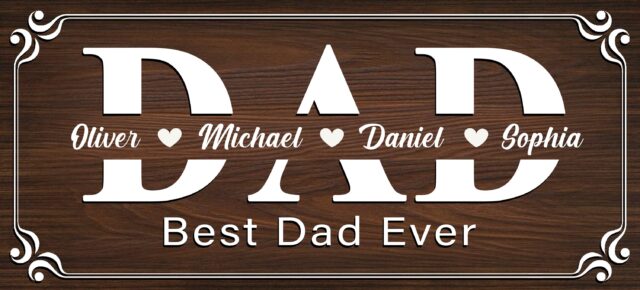 Custom Dad Wood Sign – Best Dad Ever Gift from Kids or Daughter