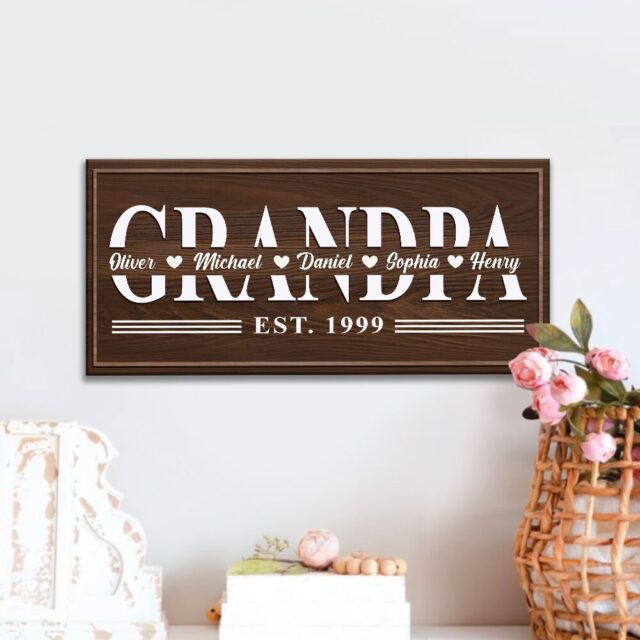 Custom Dad Wood Sign – Papa Est Sign from Kids or Daughter