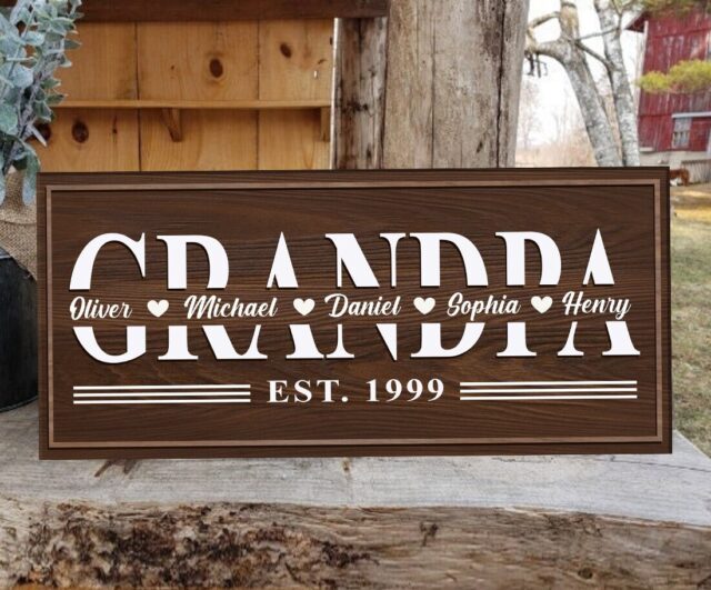Custom Dad Wood Sign – Papa Est Sign from Kids or Daughter