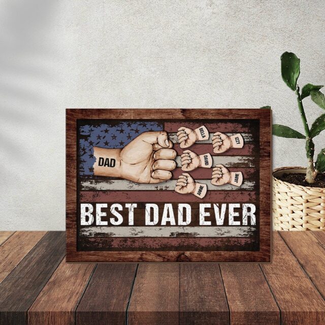 Custom Dad Fist Bump Wood Sign – Best Dad Ever Gift