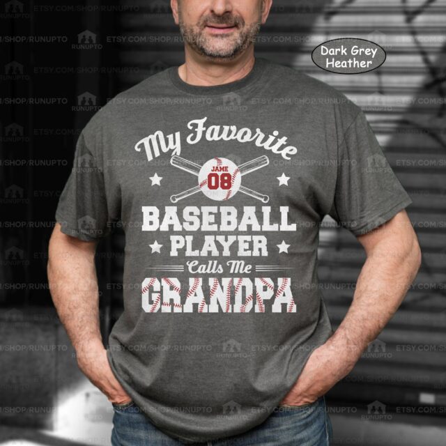 My Favorite Baseball Player Calls Me Papa Shirt – Custom Baseball Dad Tee